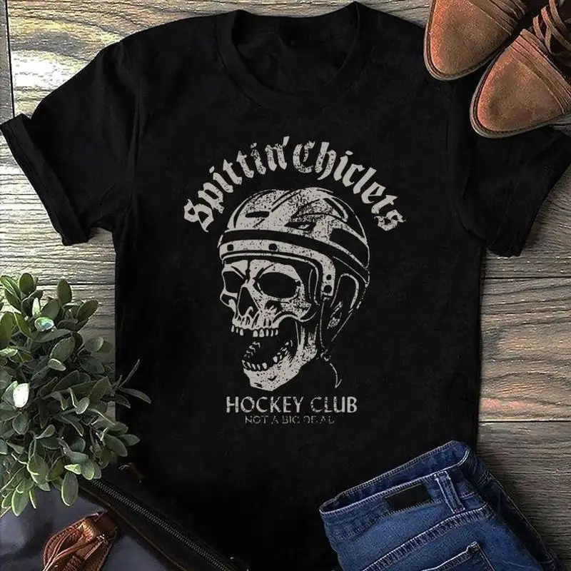 Spittin Chiclets Hockey Club Skull pulôver com capuz camiseta de hóquei - Ice Hockey...