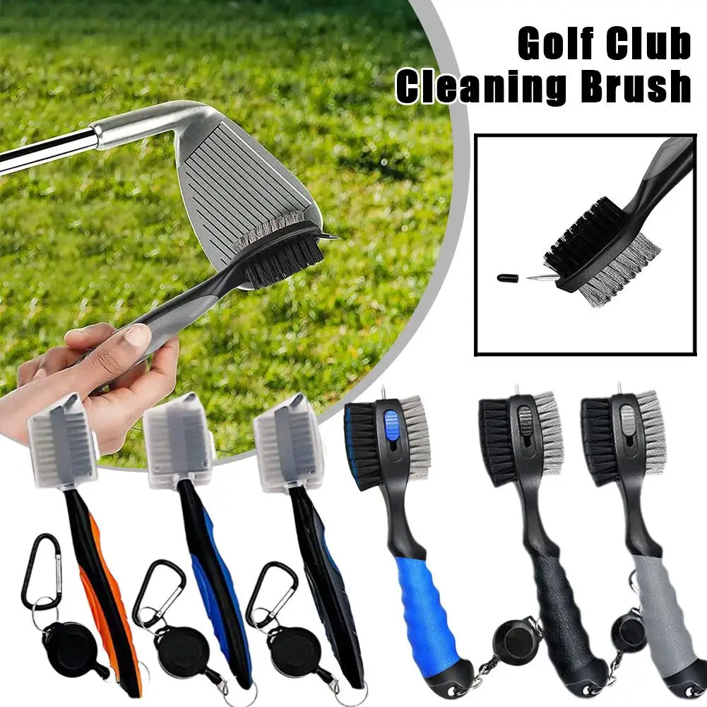 

Golf Club Brush Golf Club Cleaner Dual-sided Retractable Spike Golf With Steel Wire Protective Retractable With Cover Brush H0l0