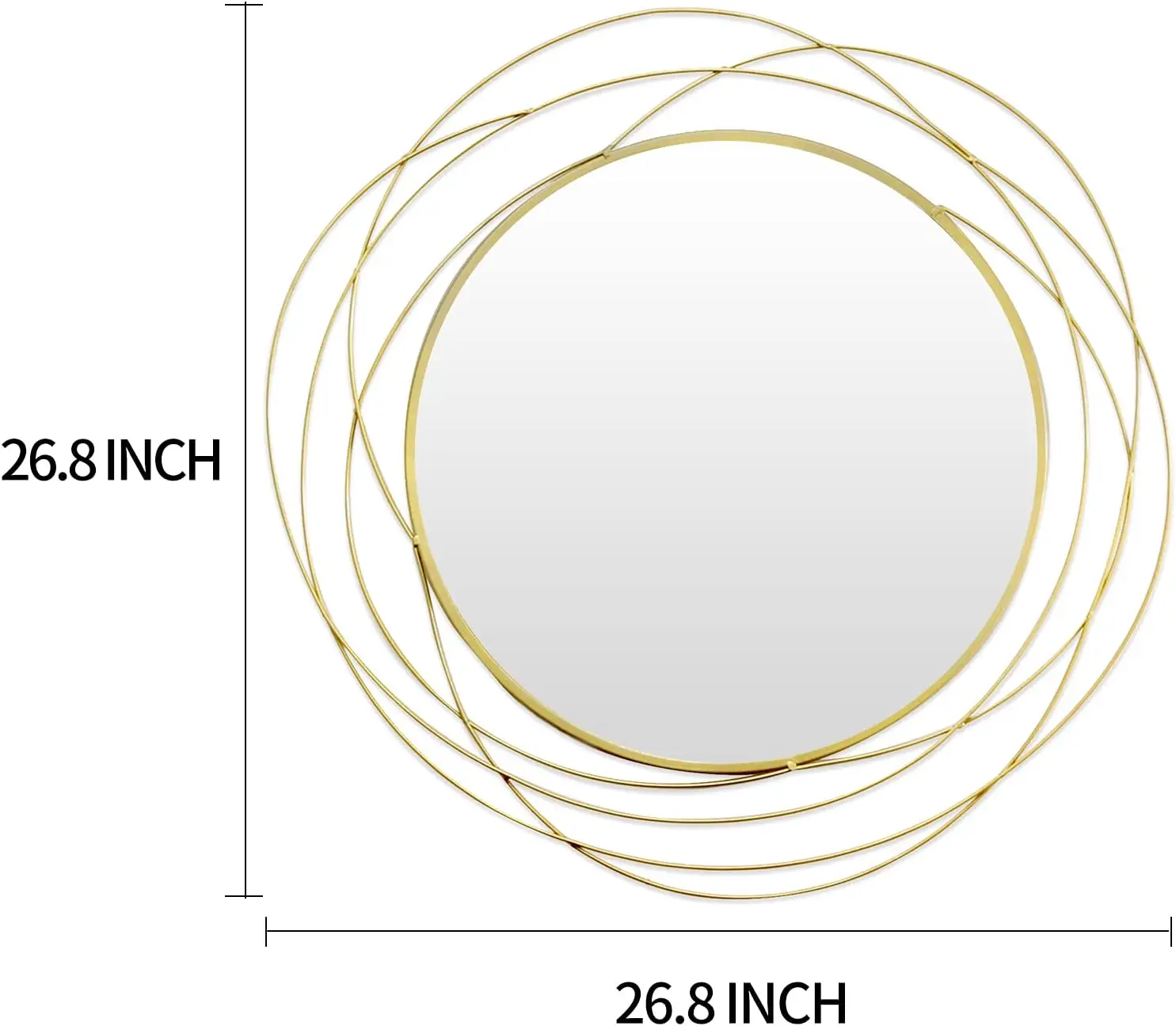 مرآة زخرفية دائرية، إطار معدني ذهبي بتصميم مداري، طراز عصري معاصر، مرايا دائرية لتزيين الحمام #2