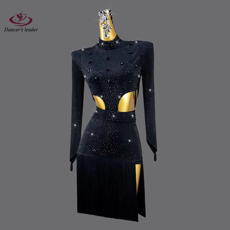 

Latin Dance Competition Costume Professional Dance Performance Tassel dress Flower Clothing Test Grade Solo Advanced