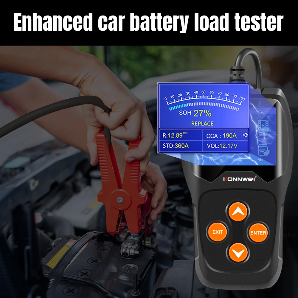 KONNWEI KW600 12V Car Battery Tester Car Motorcycle Analyzer Scanner 100 to 2000CCA Battery Health Faults Auto Diagnostic Tool - view 3