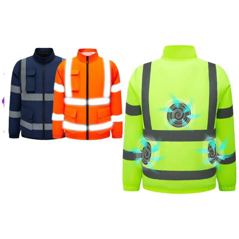 Minsu Summer Reflective Stripe Air Conditioning Clothes Coat Clothes with Fan Can Be Print and Embroidery Safety Work Clothes Cl