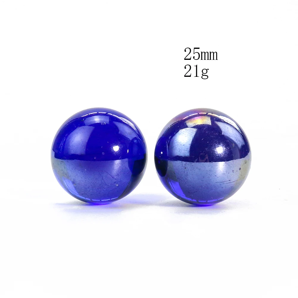 2PC Peacock Blue Glass Marbles Scattered Beads Ball Slingshot Grounder Jewelry Accessory Finger Health Balls Paperweight Decor