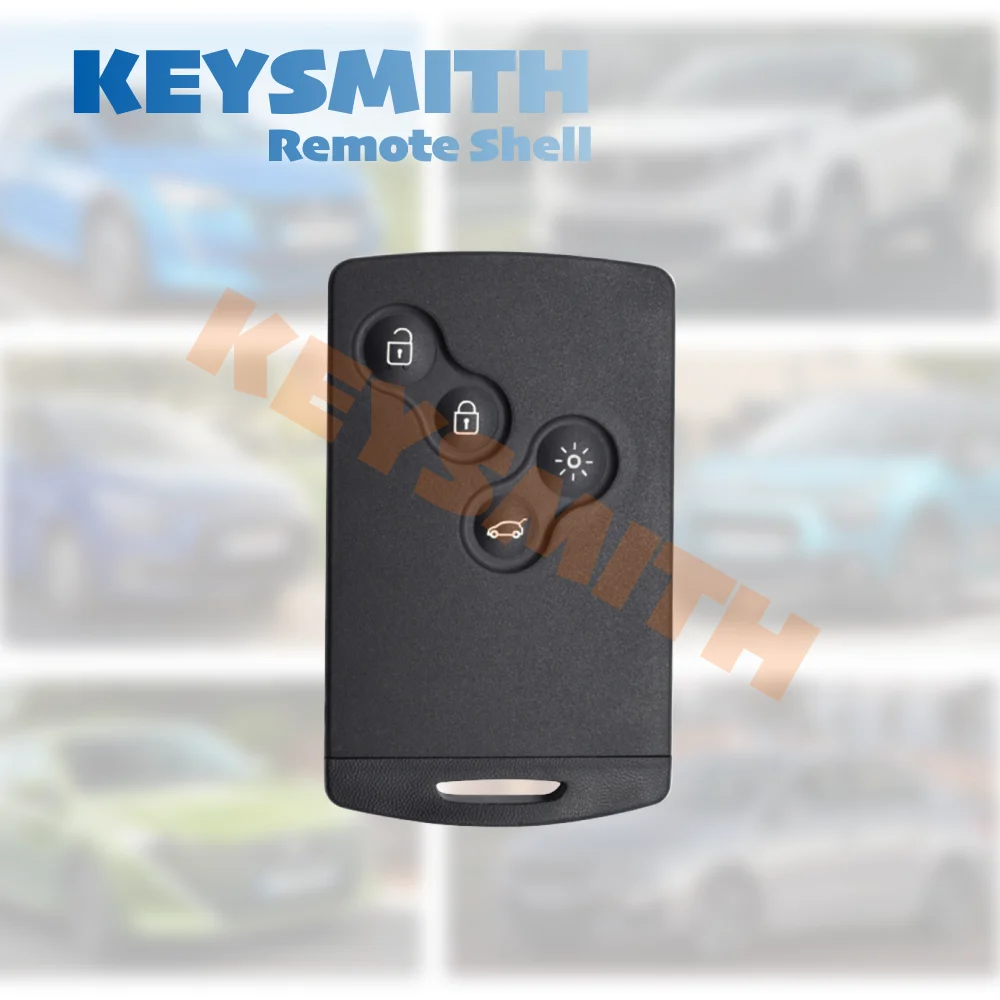 KEYSMITH Replacement 4-Button Smart Key Card Shell Case for Renault Megane 3 Clio 4 Captur Laguna 3 Scenic Koleos Samsung QM5