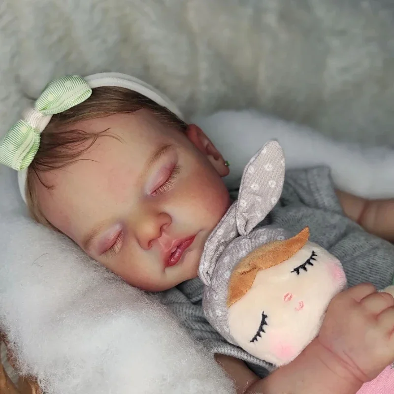 

45cm Reborn Baby Doll Sleeping Baby Sam Lifelike Hand Painting 3D Skin with Visible Veins Multiple Layers Muñecas Reborn Dolls