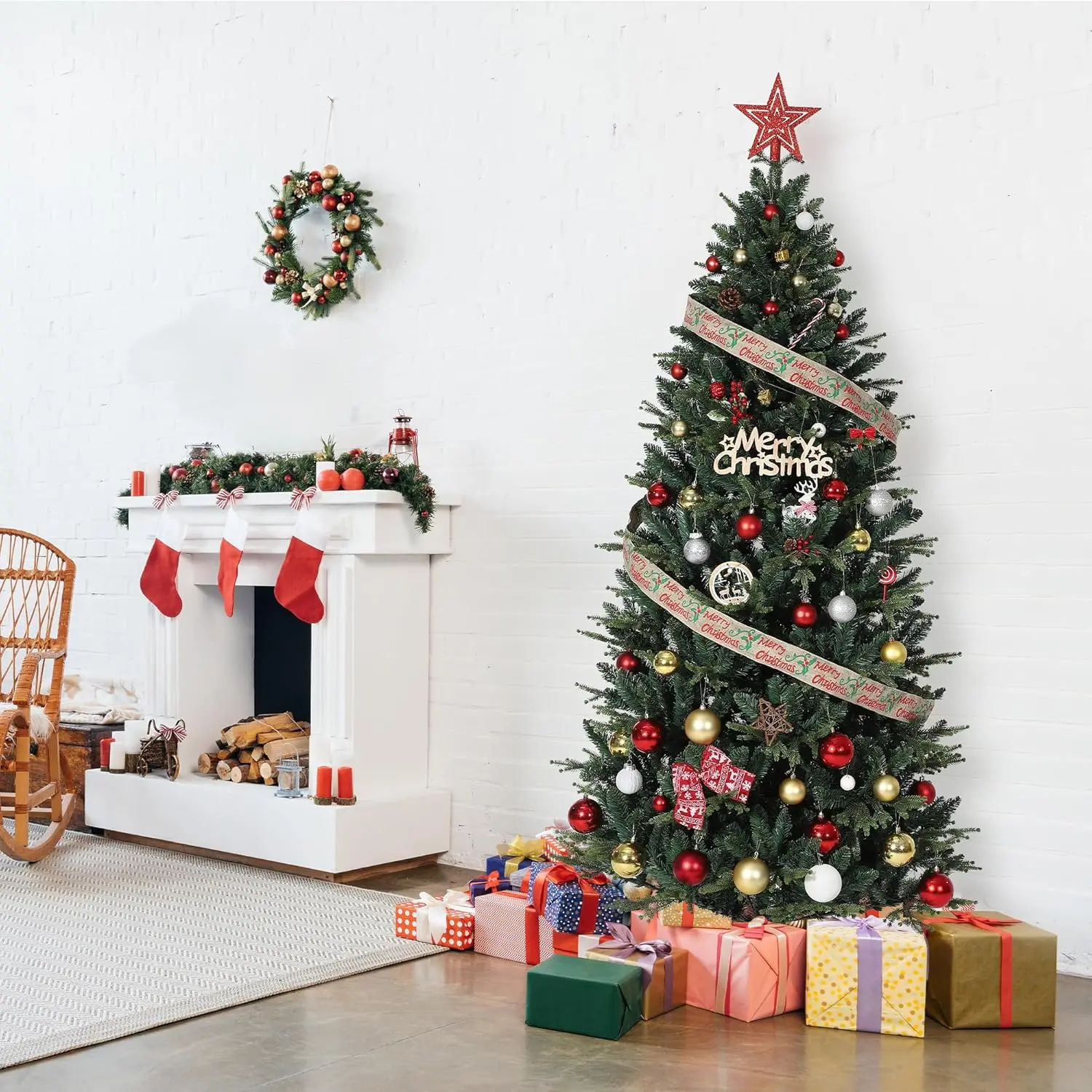 Premium Weihnachtsbaum: Hochrealistischer Kunstbaum mit dichter Besatzung & Ständer - Schneller Aufbau für festliche Atmosphäre