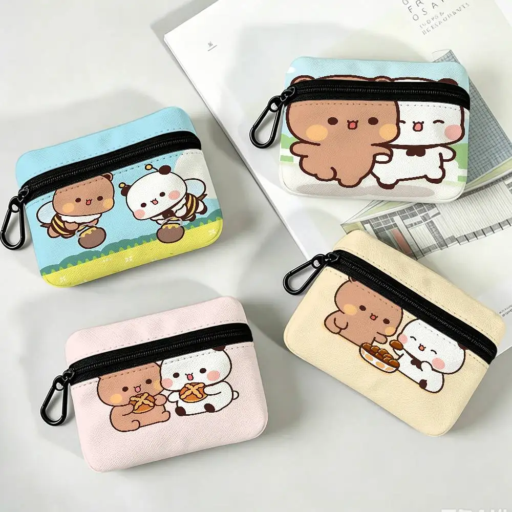 B-BubuDuduS Cute IP Portable Oxford Fabric Mini Wallet Carabiner Design Small Coin Bag For Cards Keys Earphones