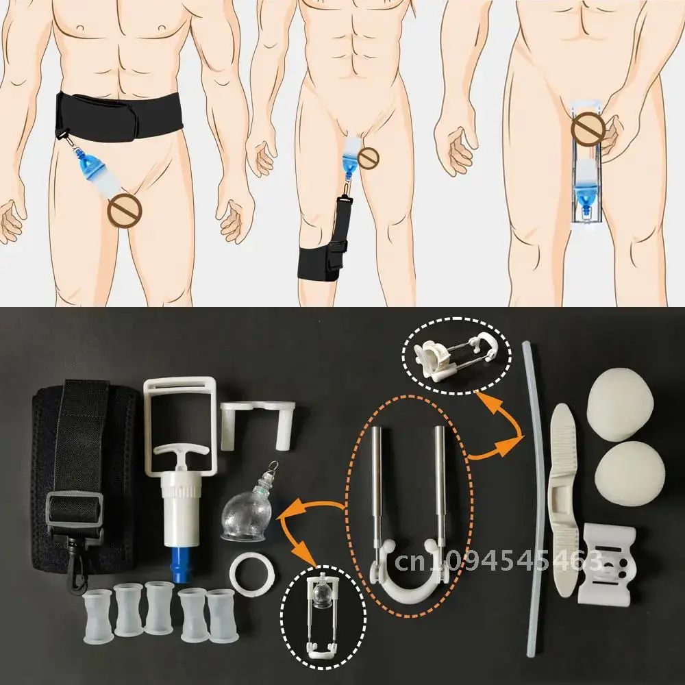 Male Dick Extender Stretcher Hanger Vacuum Pump Penis Enlargement Penile Enhancer Exercise Tension Cup Belt Increase Sex Toy Men