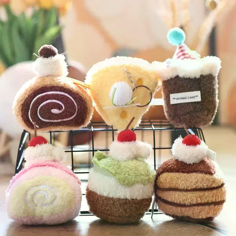 

Cute Cartoon Cake Plush Toy Keychain Soft Stuffed Doll Keyring Bag Pendant Lovely Hanging Decoration Girl Gifts