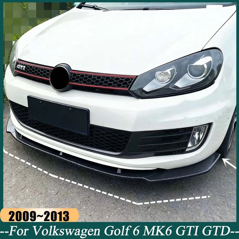 

Front Bumper Lip Spoiler Splitter Diffusers Body Kits Cover Deflector For VW Golf 6 MK6 GTI GTD 2009-2013 Canard Spoiler Tuning