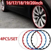 16/17/18/19/20 pulgadas 4 Uds Protector de llanta de rueda de vehículo tira de anillo protector de neumático decoración automática para Tesla modelo 3 Y X S 2017-2023