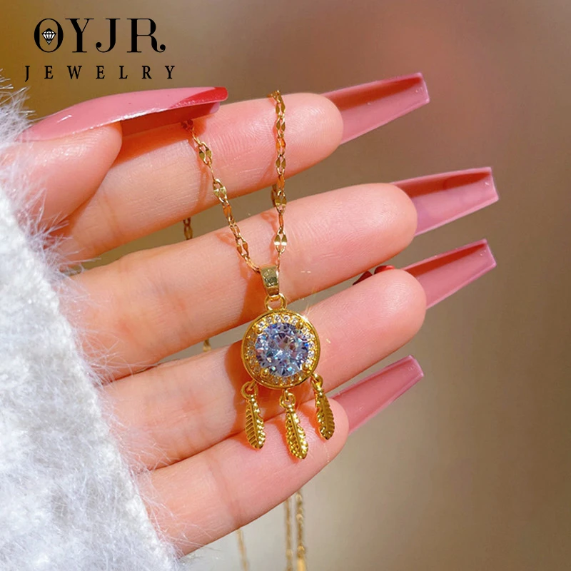 

OYJR Dream Catcher Necklace Women Stainless Fashion Pendant Necklaces Choker Long Chain Pendant Gift Jewelry Accessories