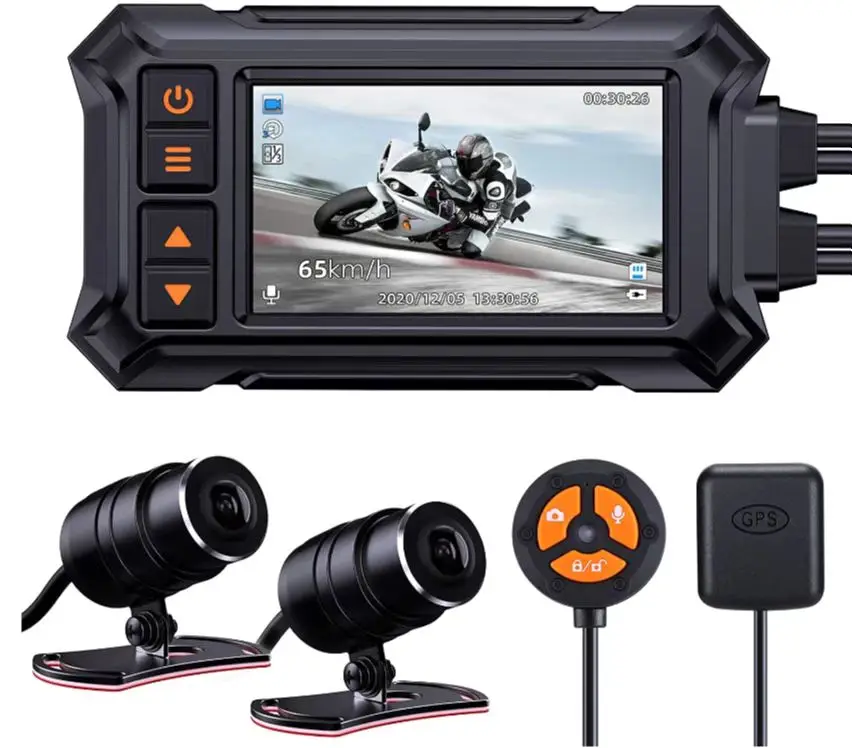 Mini WiFi Motorcycle Dash Cam Dual HD 1080P DVR Camera No Screen 140 degrees Wide Angle IP67 Waterproof GPS camara moto