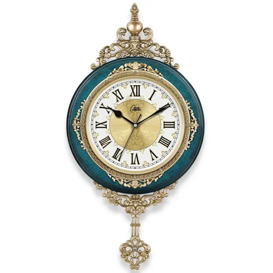 

European Style Retro Wall Clock Watch Living Room Mute Pendulum Clock Elegant Taste Family Gift Art Decoration Rome Luxury
