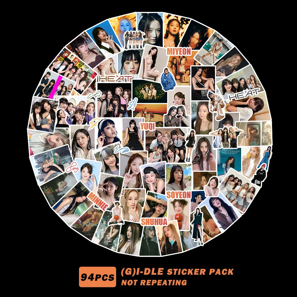 94pcs/Set NEW Kpop GIDLE Album HEAT HD High Quality Photo Laptop Notebook Suitcase Sticker YUQI Fans Stationery Decorations Gift