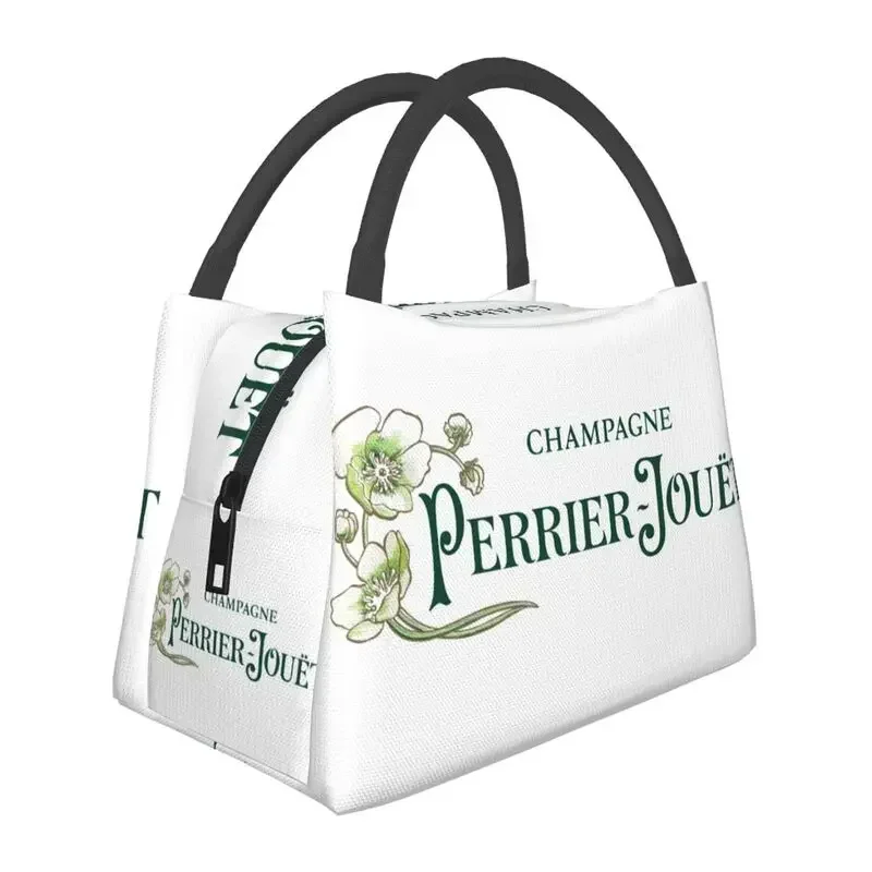 Perrier Champagne Jouets Logo Bolsa de almuerzo aislada para mujer Refrigerador reutilizable Caja térmica Bento Viajes para acampar al aire libre
