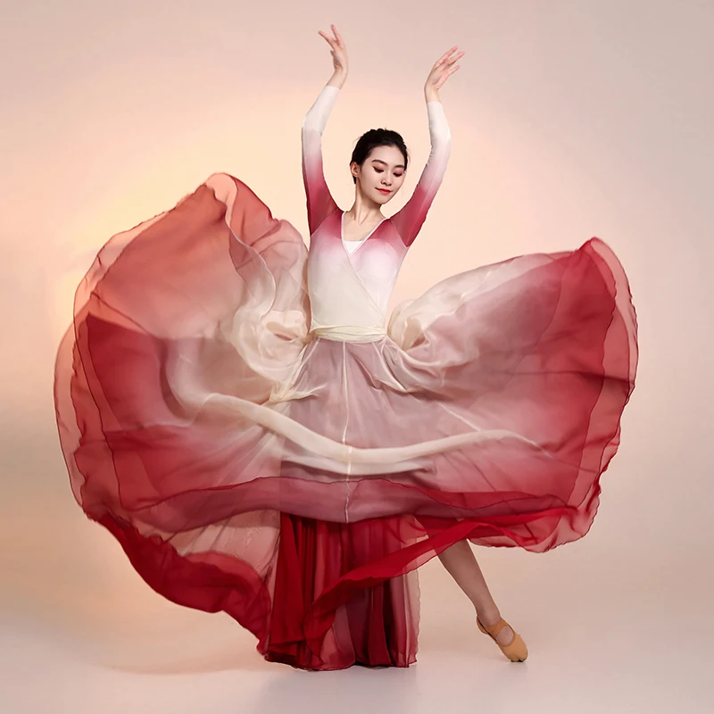 Klasyczna sukienka z gazy do tańca Chiński taniec ludowy Praktyka Występ Starożytne stroje narodowe Scena Dancewear Yangge Clothes