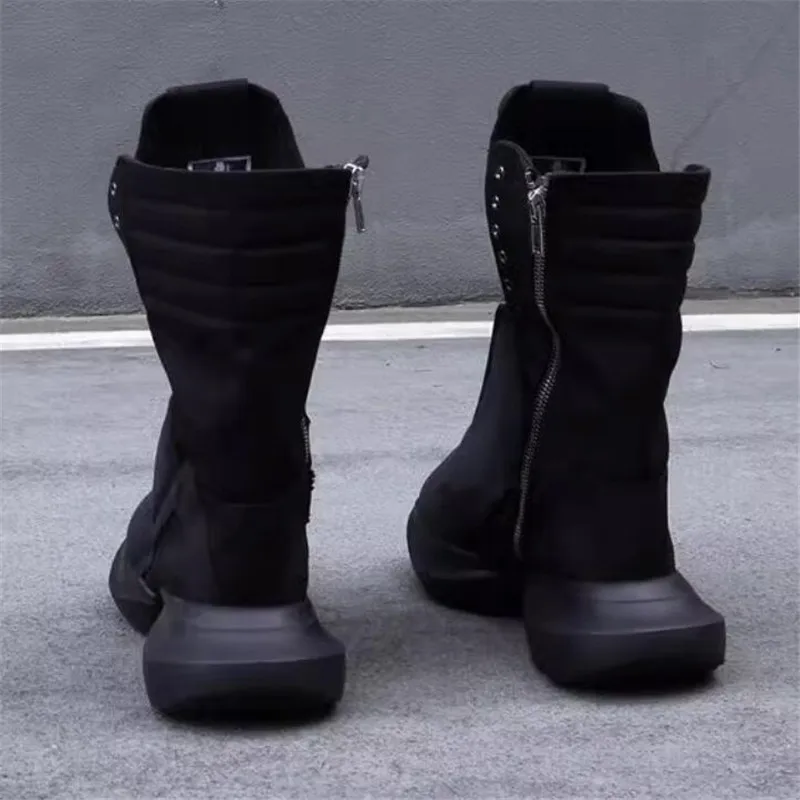 Fashion Man Ankle Boots Lace Up Chunky Heel Men Black Designer Boot