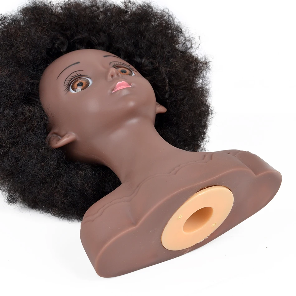 Modello di testa di manichino afro con capelli sintetici Testa di manichino Styling Testa di formazione per parrucchiere Testa di bambola per pratica di intrecciatura
