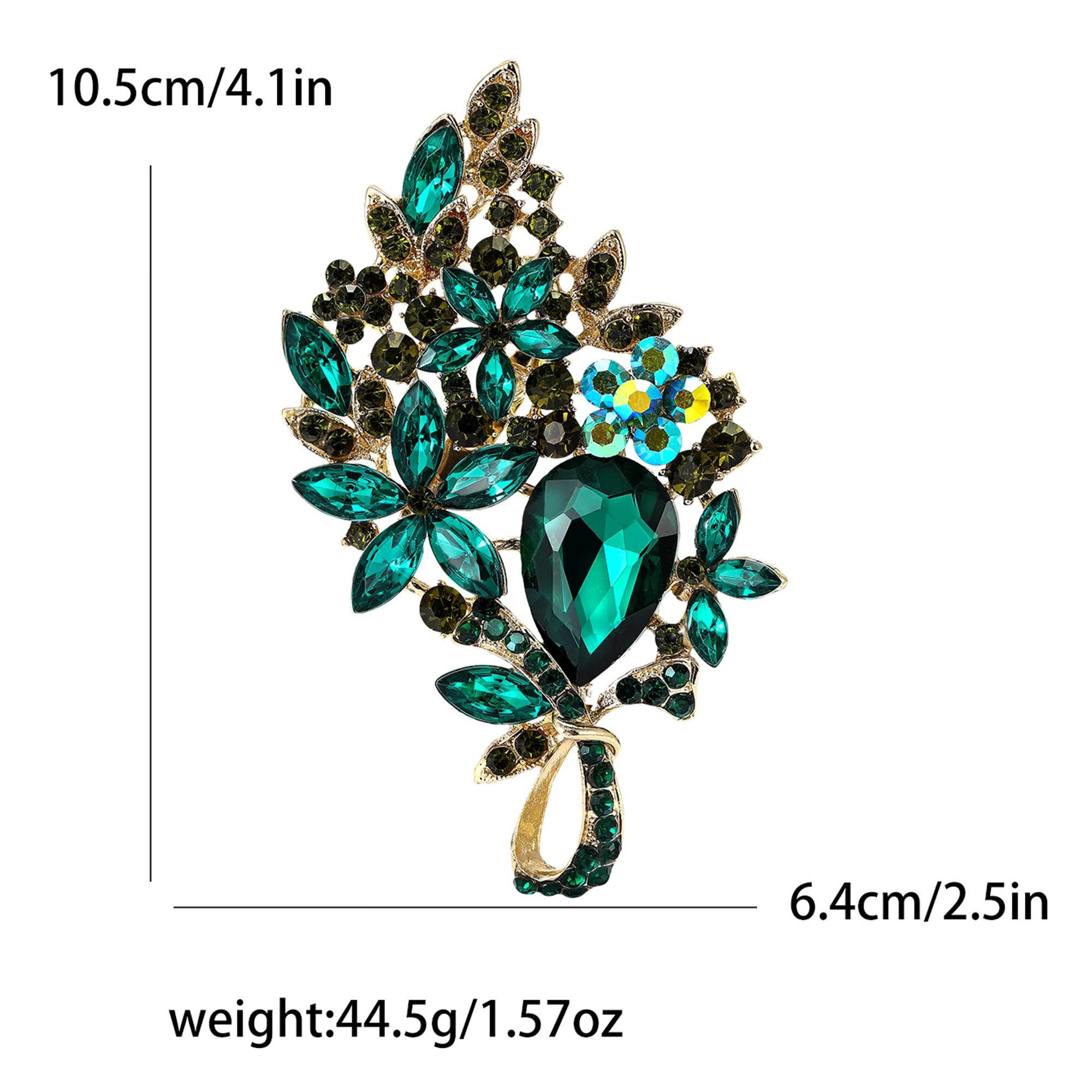 Beaut&Berry Luxury Shiny Large Glass Flower Brooches for Women Unisex Crystal Pins Casual Party Accessories New Gifts Friends