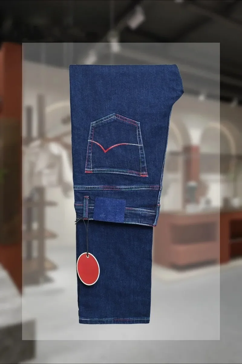 2026 SS AW Men Thick Cotton Straight Jeans Embroidery Warm Business Outdoor Pants Sizes 32-40