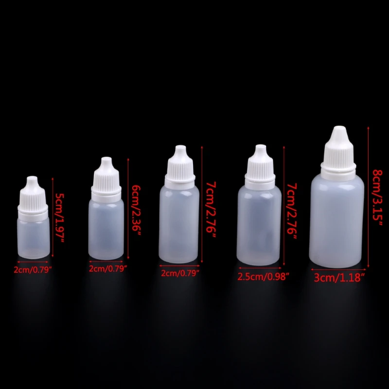 Plastic Empty Dropper Bottle Squeezable Eye Dropper Bottles Portable Eye Drops Containers with Screw for Home Travel