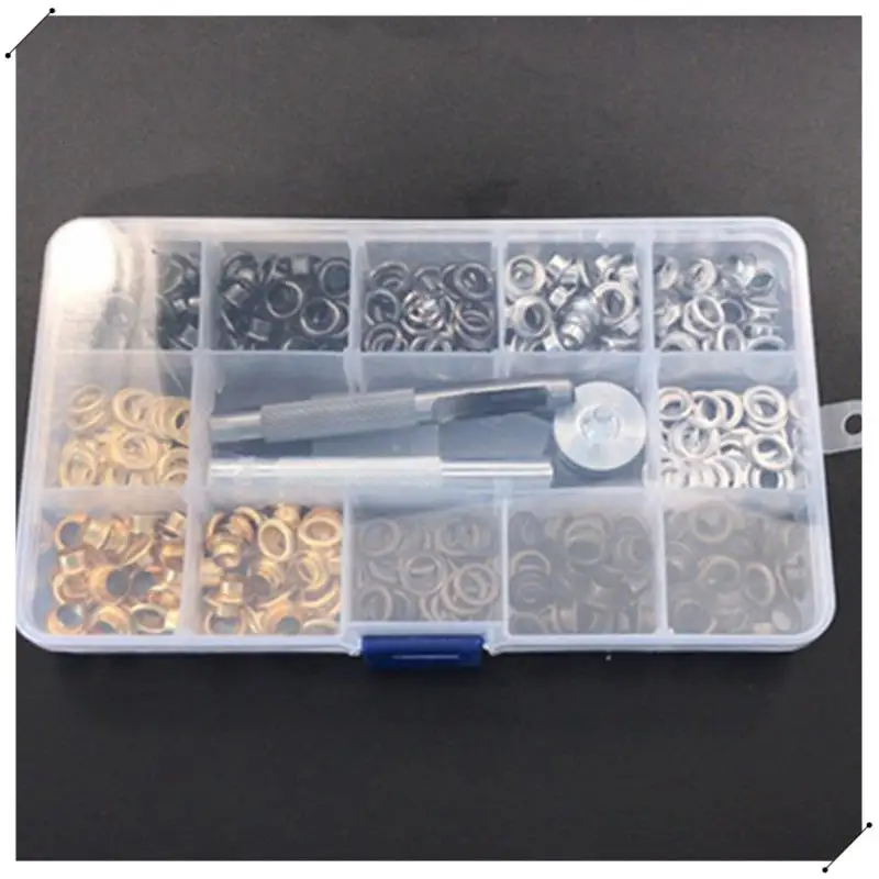 200 Set 6 Mm Metal Grommets Eyelets Kit With A Base And Punch Hole Tool And Installation Tool Repair With Plastic Box