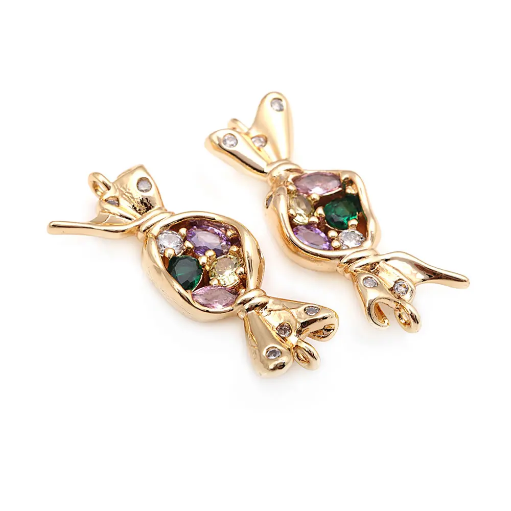 6PCS Brass Zircon 2 Holes Candy Connect Charms Pendants High Quality Necklace Diy Jewelry Accessories Rosediy official-website