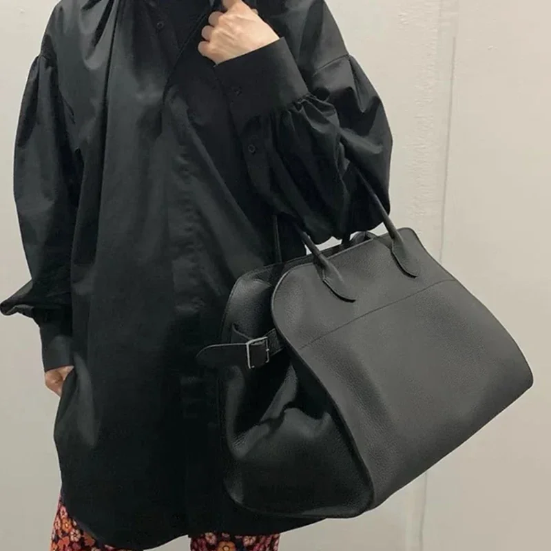 Brand High-end Large Capacity Tote Bag Women Luxury Lychee Pattern Handbag European American Minimalist Briefcase Crossbody Bag