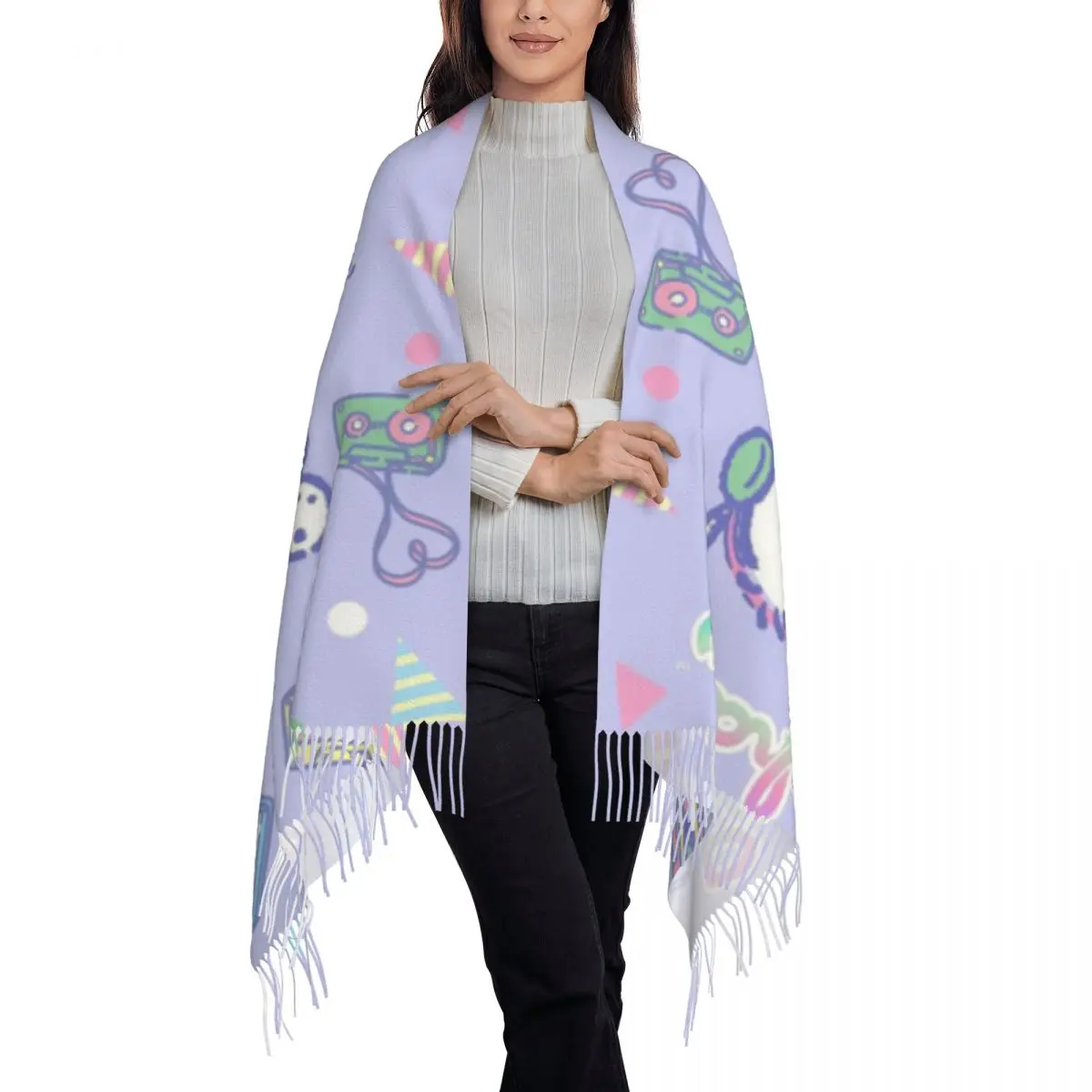 Custom Pochacco Tassel Scarf Women Soft Shawl Wrap Lady Winter Fall Scarves