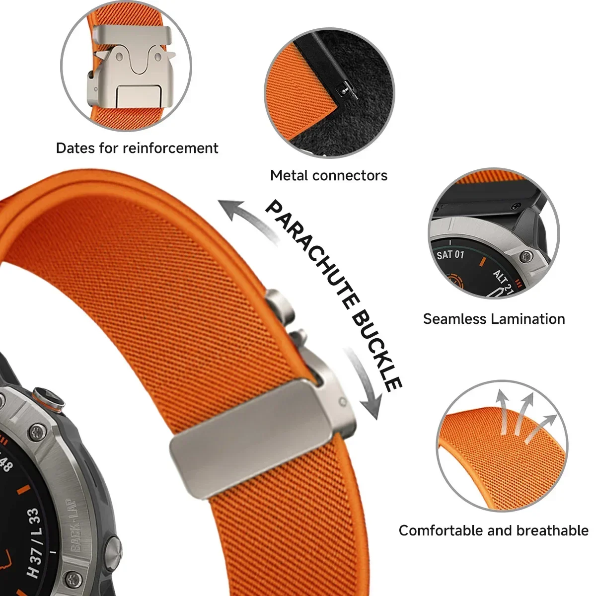 22mm 26mm Nylon Quick Fit Strap for Garmin Fenix 7X 8 7 Pro Fenix 6X 6 5X 5Plus Tactix 7 Forerunner 965 955 Enduro 3 2 Accessori