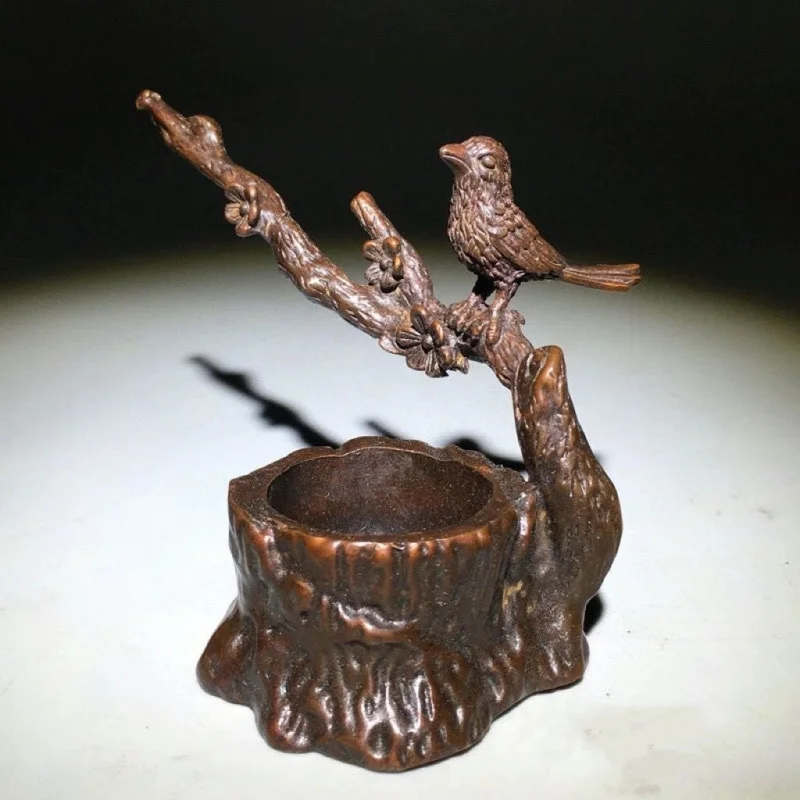 Antique Style Magpie on Branch Pen Licking Ink Box Antique Style Incense Holder Incense Burner Ornament