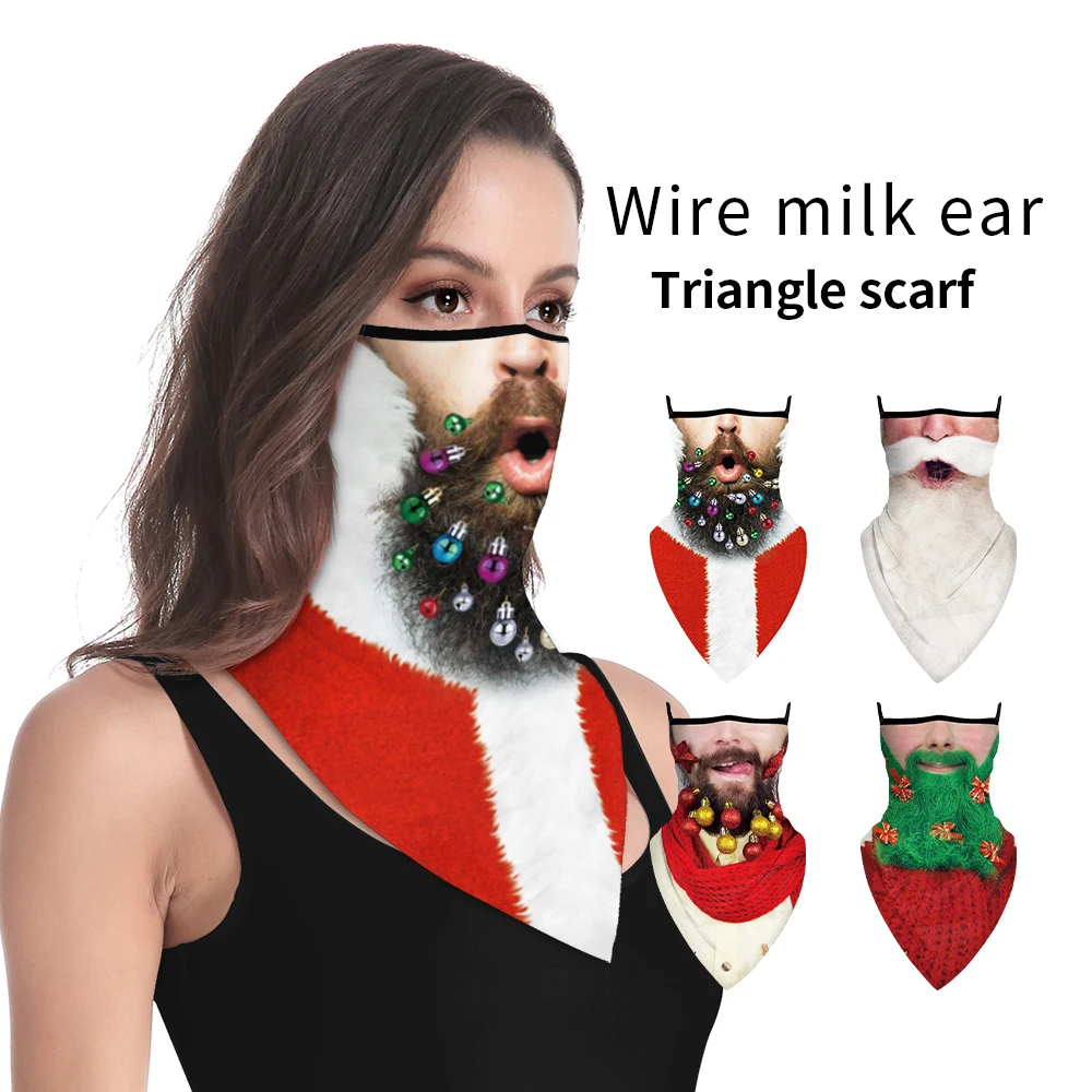 

Christmas Hanging Ears and Neck Mask Adult Hiking Headband Neck Seamless Cosplay Santa Claus Holiday Party Funny Mask Neck