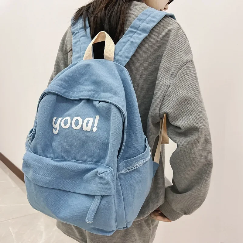 Teenager Casual Canvas Big Capacity School Book Laptop Backpack Student Korea Fashion Harajuku Cloth Travel Bagpack Rucksack