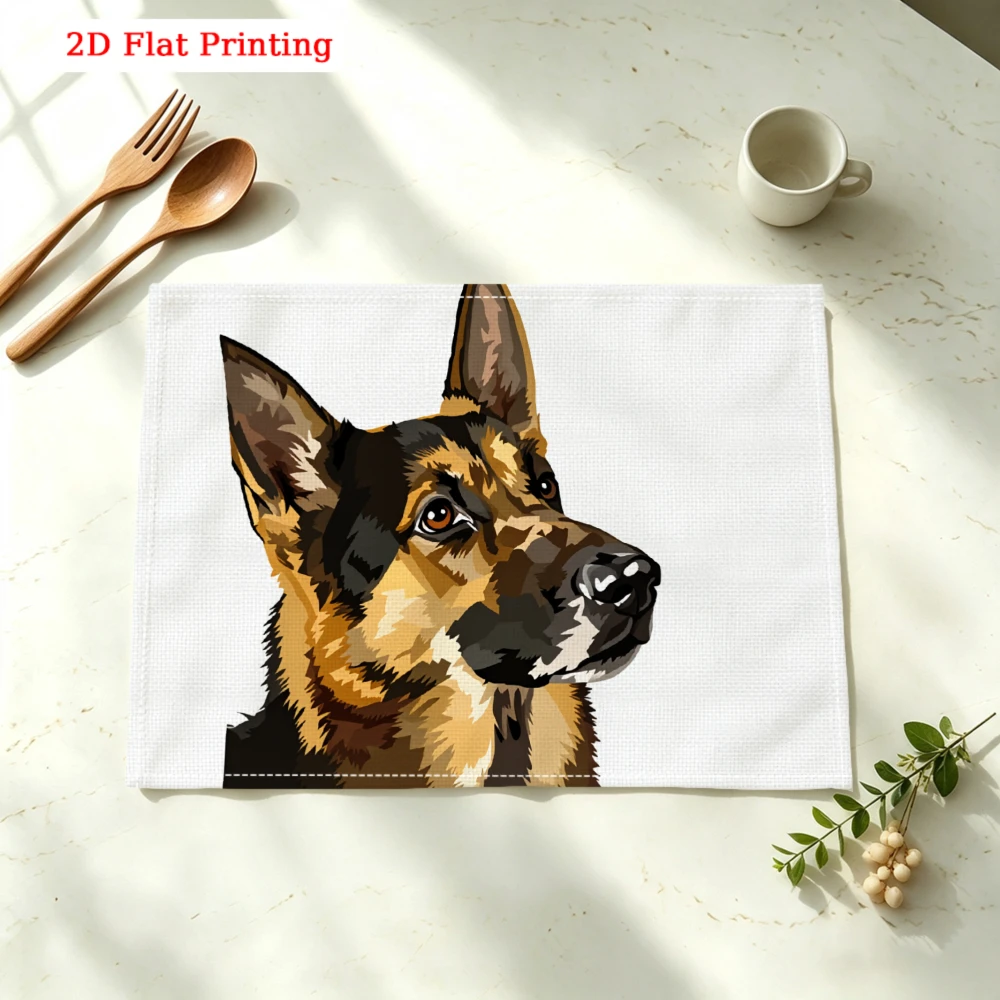 German Shepherd Dog Kitchen Placemat German Shepherd Dog Linen Pad Dish Coffee Cup Table Mat 1PC 30x40cm