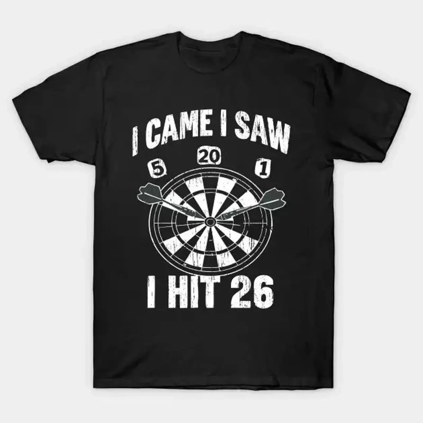 Funny Darts T Shirt I Came Saw Hit 26 Dartboard  vintage Washed graphic designer clothes homme Comfortable Casual Breathable