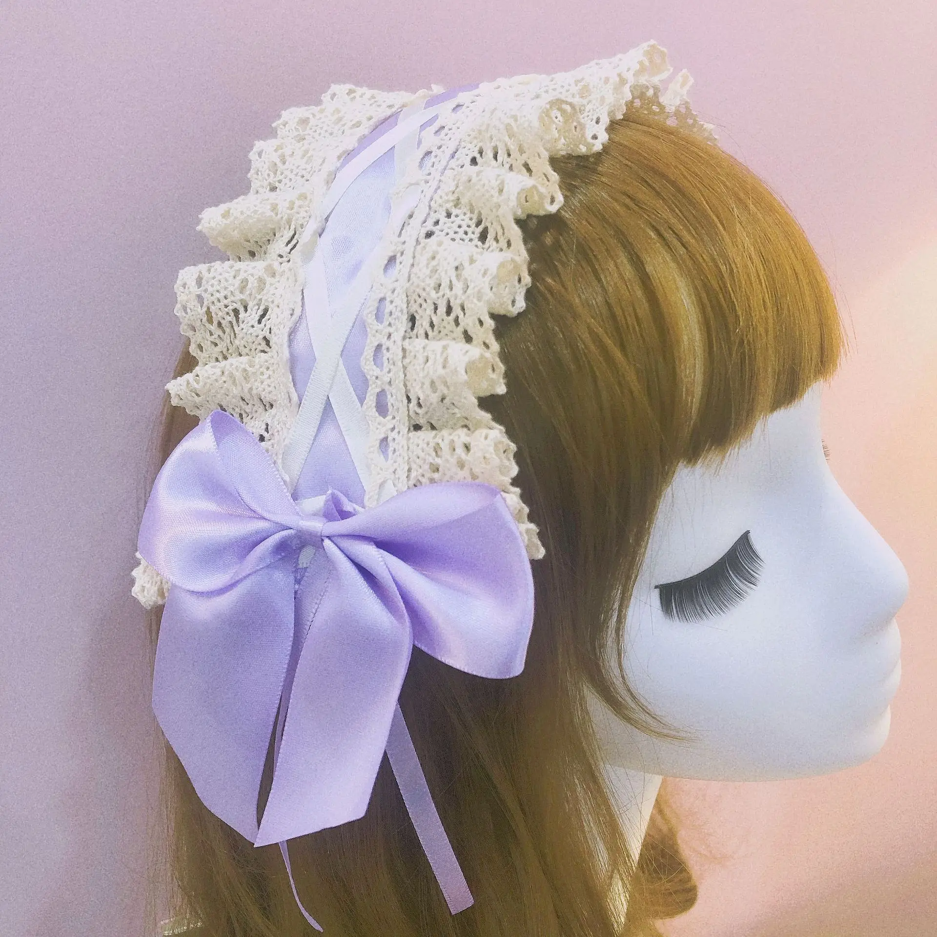 Frauen Spitze Stirnband Haarband Bowknot Band Bänder Zubehör für Mädchen Geschenk Anime Cosplay Kostüm Halloween Weihnachten