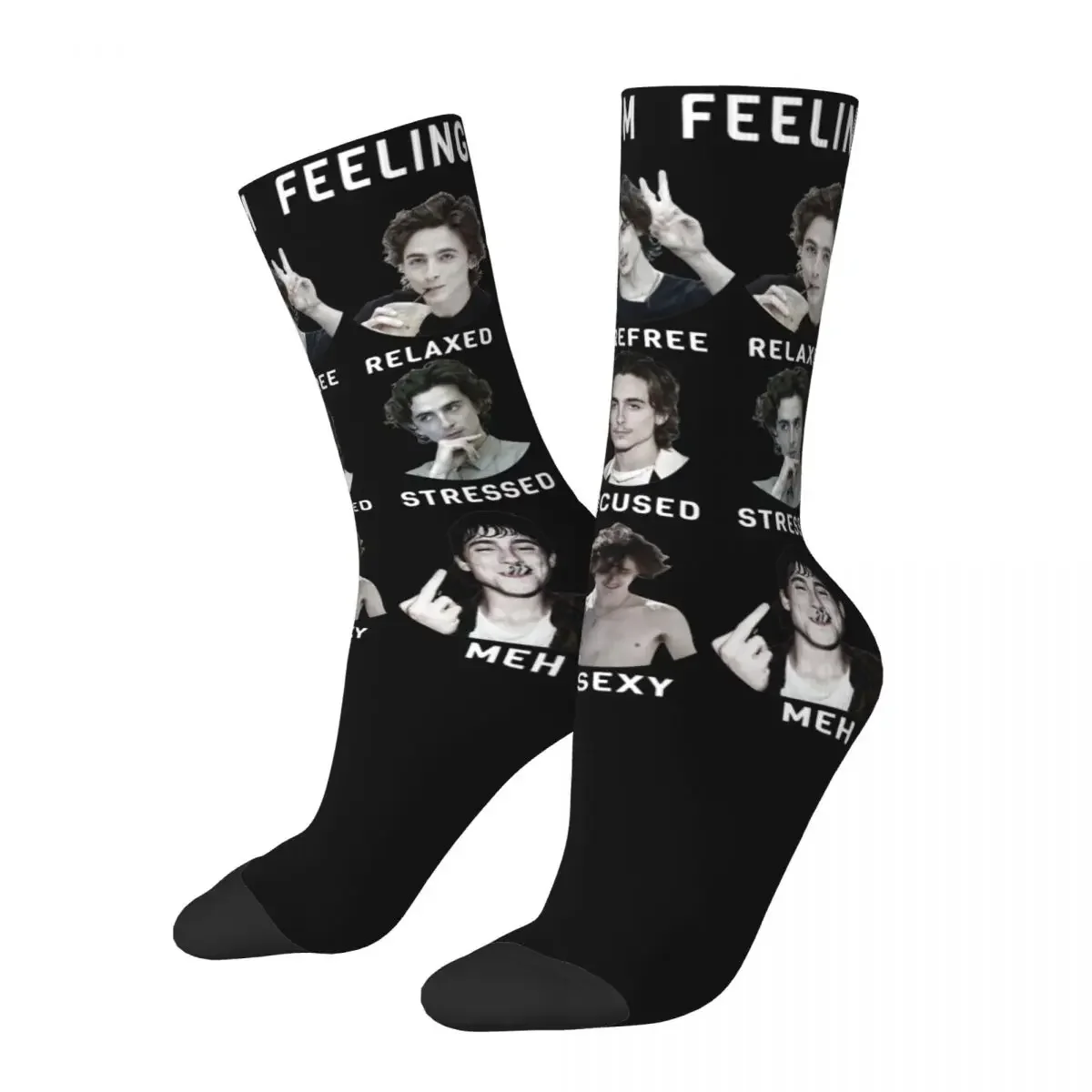 Harajuku Men Women Socks Timothee Chalamet Funny Feelings Merch Warm Sport Socks All Seasons