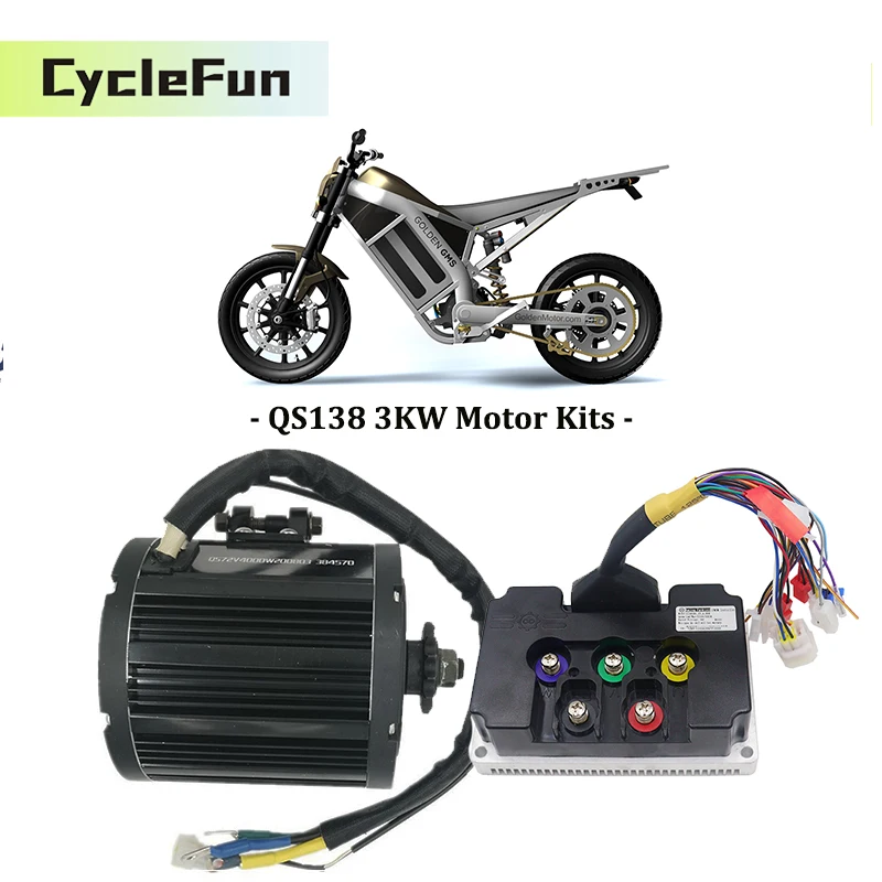 

QS138 3000W Peak 9000W 72V 3800RPM PMSM Mid Drive Motor With FarDriver ND96450 170A Controller For Electric Motorcycles Scooter