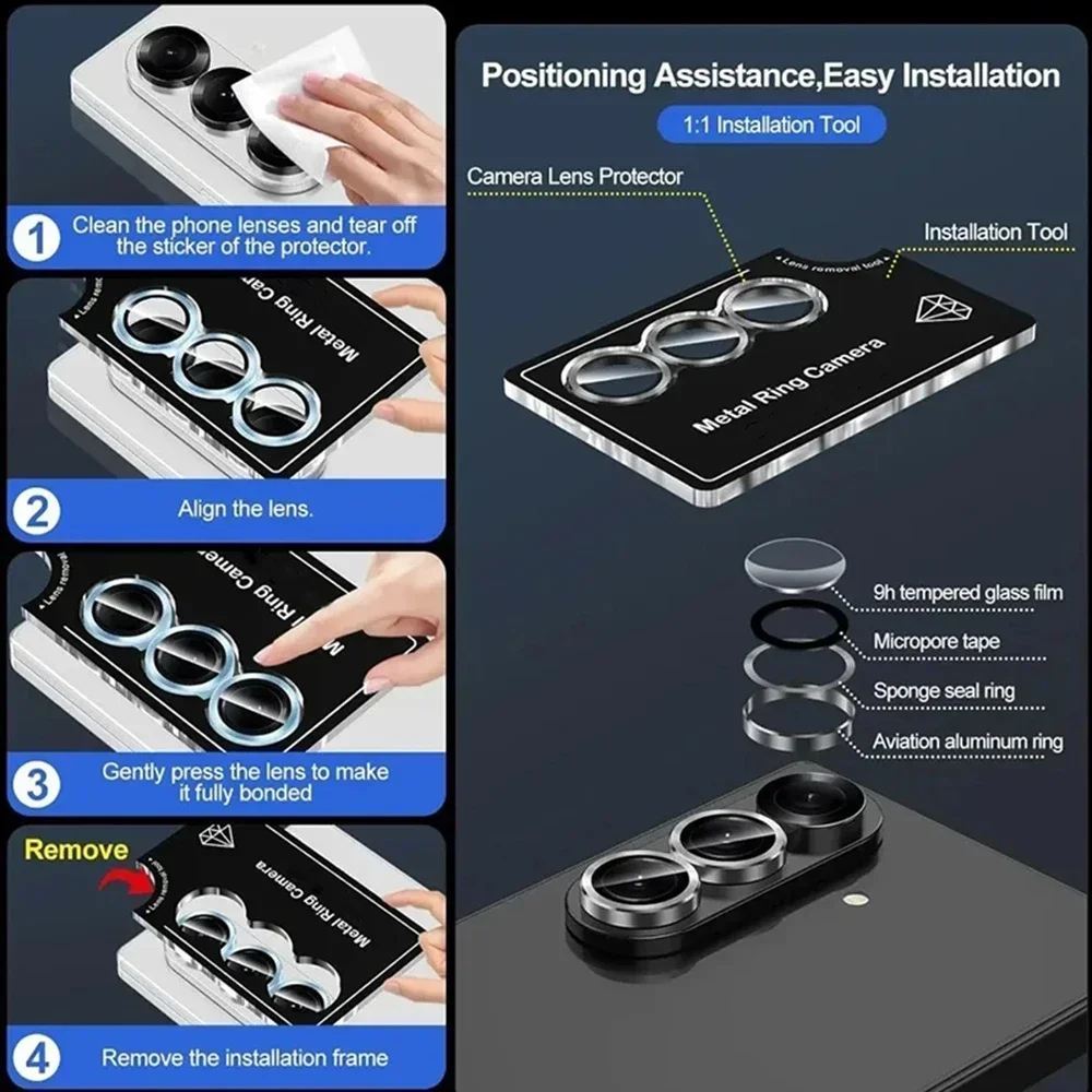 Protecteur d'anneau métallique en verre, motif CD, Camara pour Samsung Galaxy S26 S25 FE Edge S24 Plus S23 Ultra, couvercle d'objectif de Protection d'appareil photo