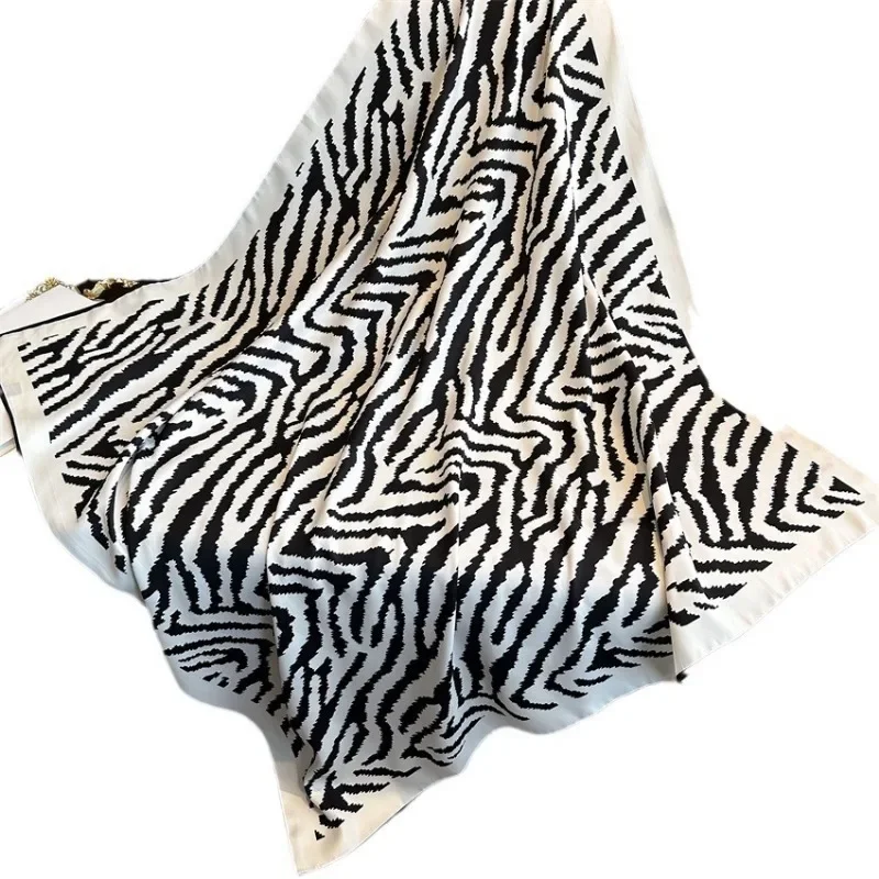 Fashionable Zebra-stripe Wraps 90*90cm Square Large Scarf Black White Stripe Summer Sun Protection Wraps