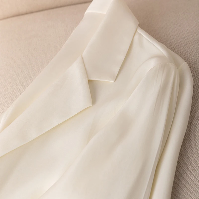 Damska jedwabna marynarka 95% jedwab morwowy 5% spandex 19 momme jednolite kolory rękaw 3/4 zapinana na jeden guzik kurtka płaszcz MM147