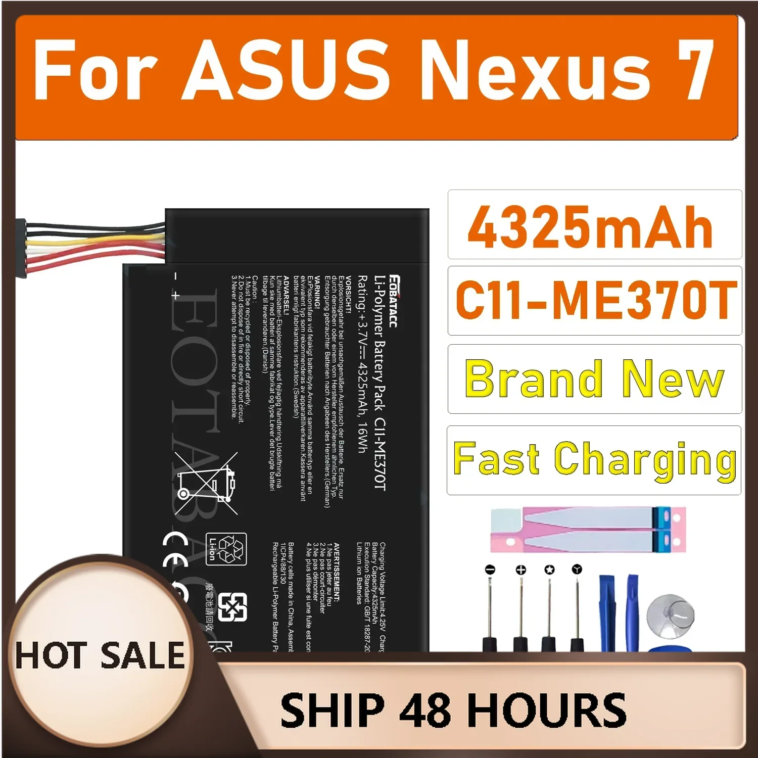 High Quality Battery C11-ME370T / C11 ME370T for Asus Google Nexus 7 for MeMo Pad ME172V 3.75V 16WH Warranty + Track NO