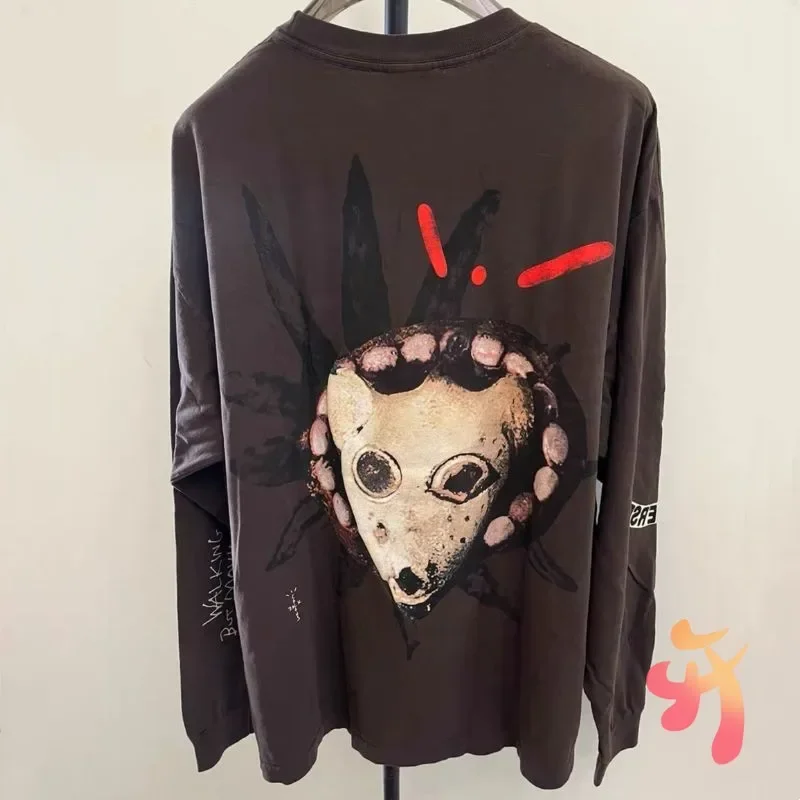 Casual Loose Cotton Men Tops Utopia Sweatshirts Cartoon Goat Print Round Neck Cactus Jack Long Sleeve Street Women Pullover