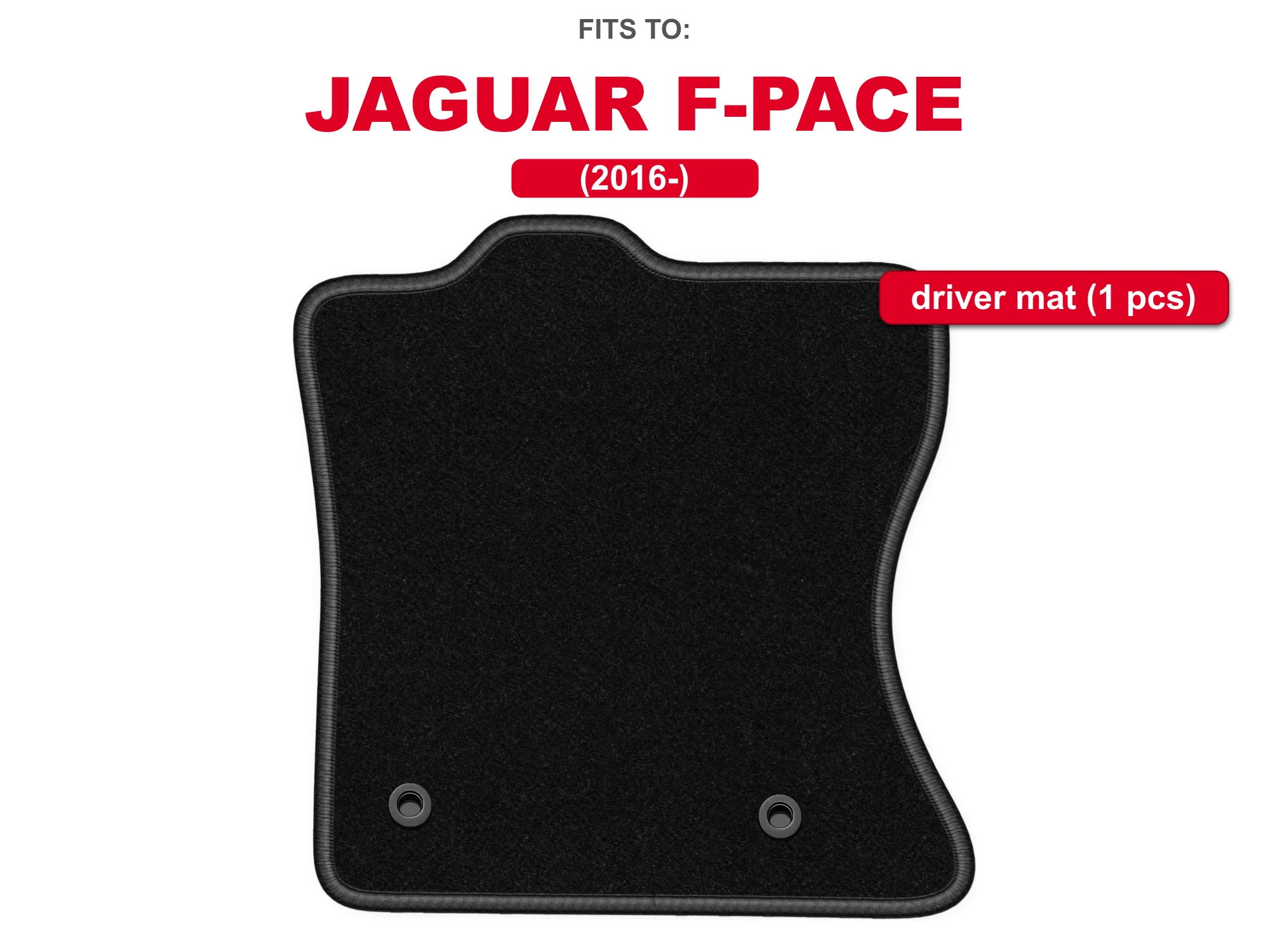 Image of Schwarze Velours-Fahrerfußmatte für: Jaguar F-Pace 2016– SUV, 1-teilige, maßgeschneiderte Fußraummatte für das Auto