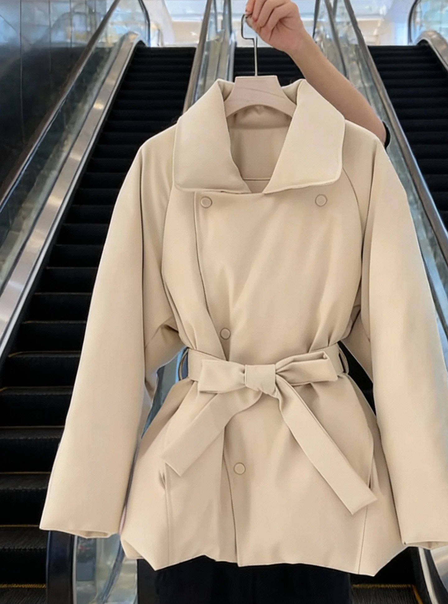 

Ele Women's Mid-Length down Jaet Puffball Beige Thi Outerwear Winter Faion Small Size High-End Feel Ci Casual