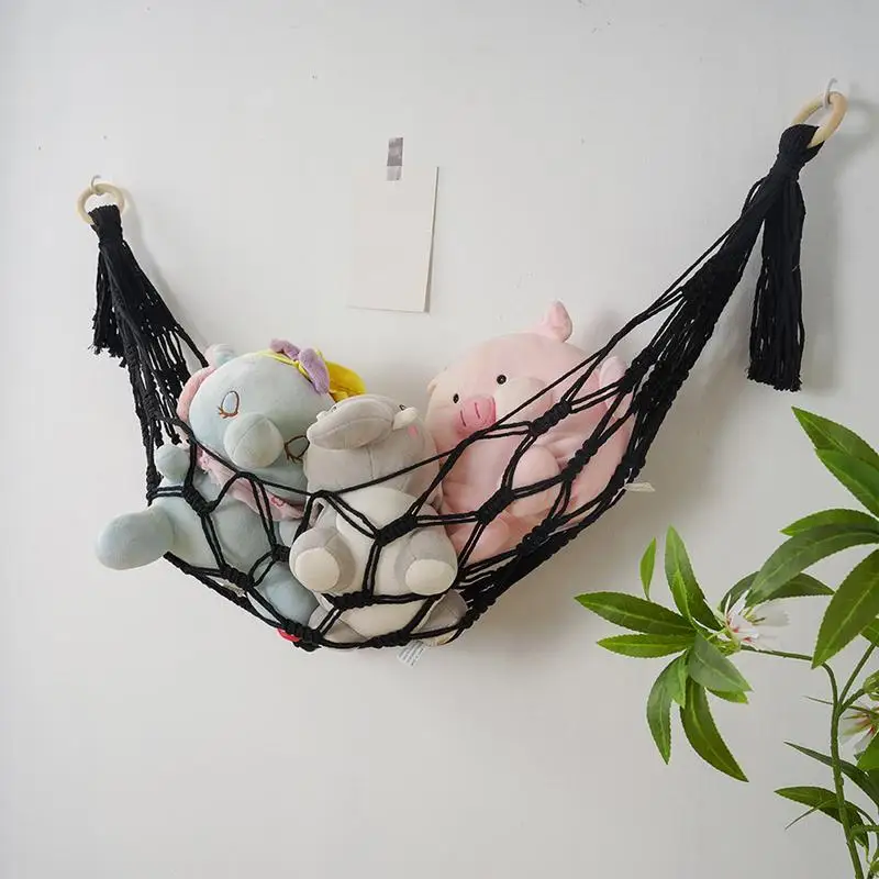 Boho Stuffed Animal Hammock Storage Stuffed Toys Organizer Doll Room Corner Organizer Mesh For Room Decoration Hanging Hammock