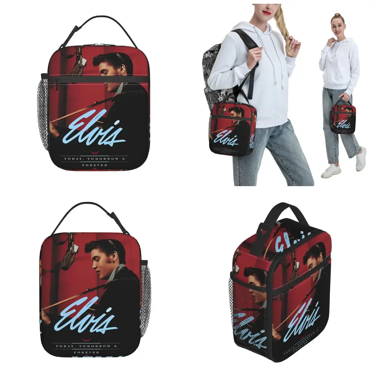 E-Elvis Presley Insulated Lunch Bags Food Bag Portable Thermal Cooler Lunch Boxes For Work