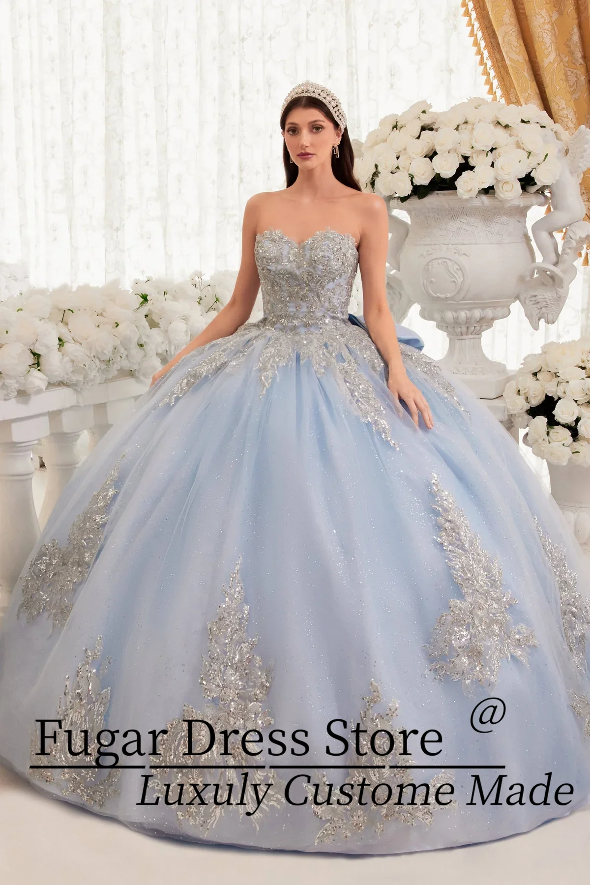 Cinderella Divine Quinceanera Dress Off Shoulder Floral sleeves Embroidery  Hard Yarn Flower Stickers Ball Gown VestidosDe15Anos