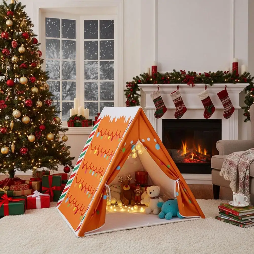 Tenda da gioco per bambini Tenda natalizia in pan di zenzero Casetta festiva per le vacanze per bambini Tenda natalizia per decorazioni per feste di Natale per interni